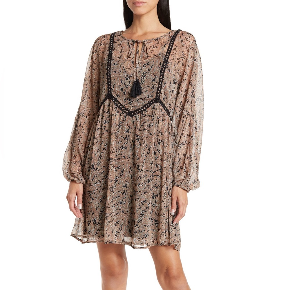 Peasant Puff Sleeve Mini Dress